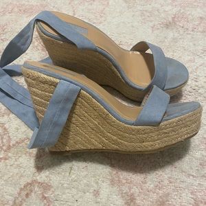 Forever 21 blue lace up espadrille wedges open toe sandals | 8.5